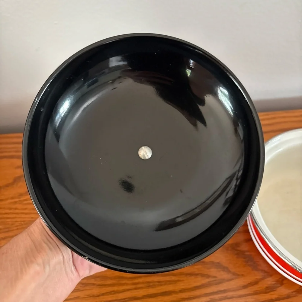 Free w bundle of 2+ Vtg  Red Enamel Saucepan w Lid | Mid Century Cookware